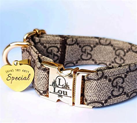 gold gucci dog tag|gucci dog collar and leash.